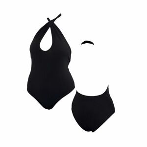 Motel Rocks Black Halter One-Piece Bodysuit